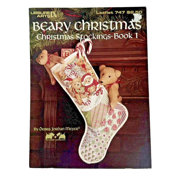 Cross Stitch Leaflet: Beary Christmas Stockings Cross Stitch Chart Leisure Arts - Picture 1 of 2
